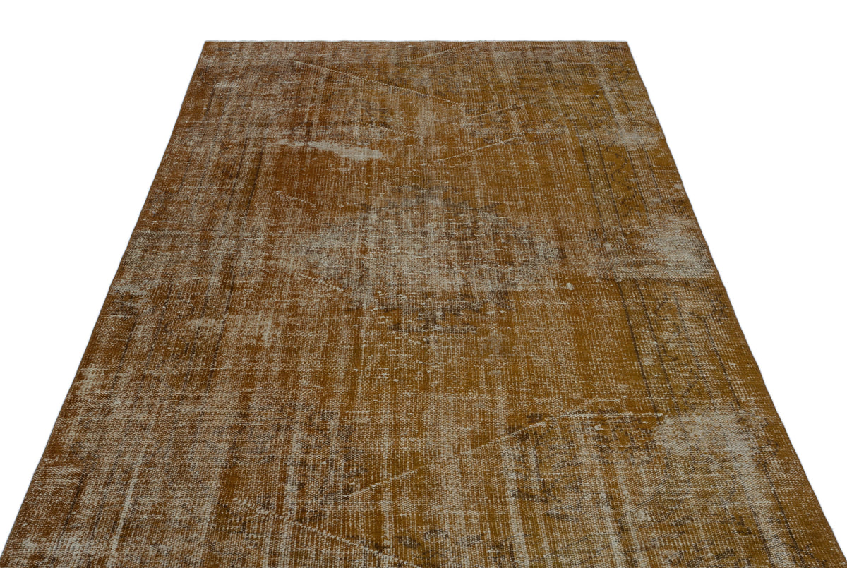 Brown Over Dyed Vintage Rug 4&#39;10&#39;&#39; x 8&#39;2&#39;&#39; ft 148 x 250 cm