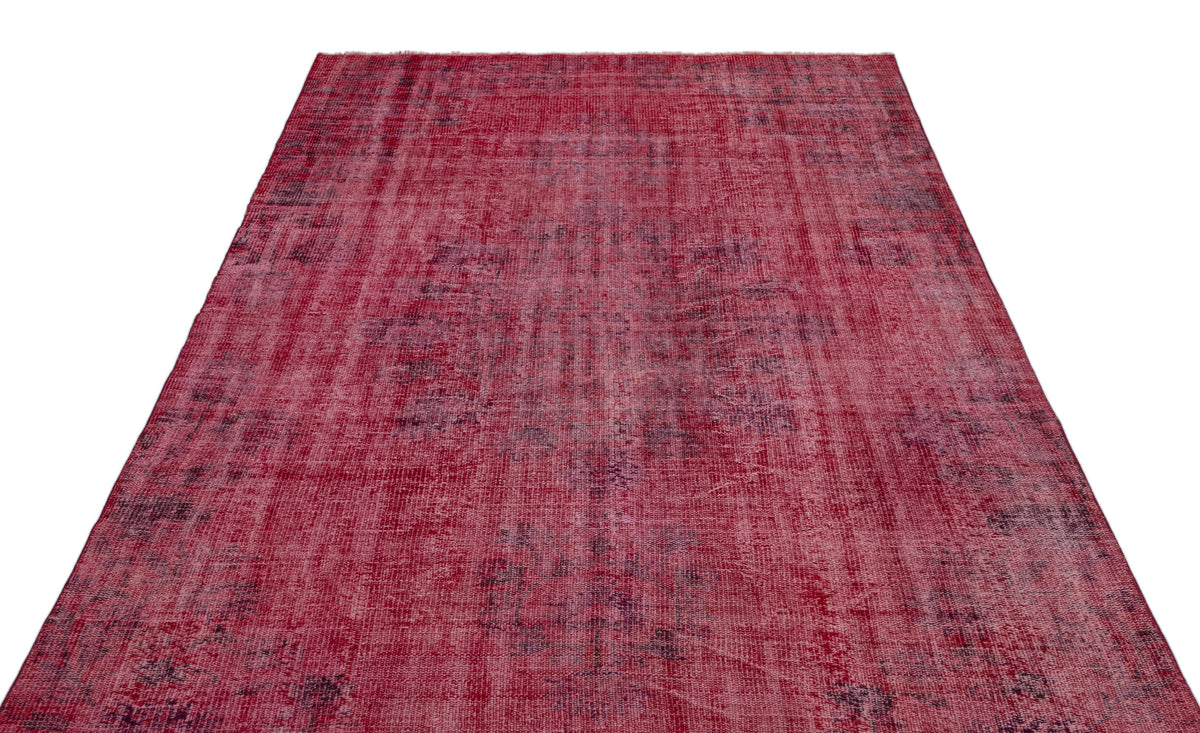 Red Over Dyed Vintage Rug 5&#39;8&#39;&#39; x 8&#39;12&#39;&#39; ft 173 x 274 cm