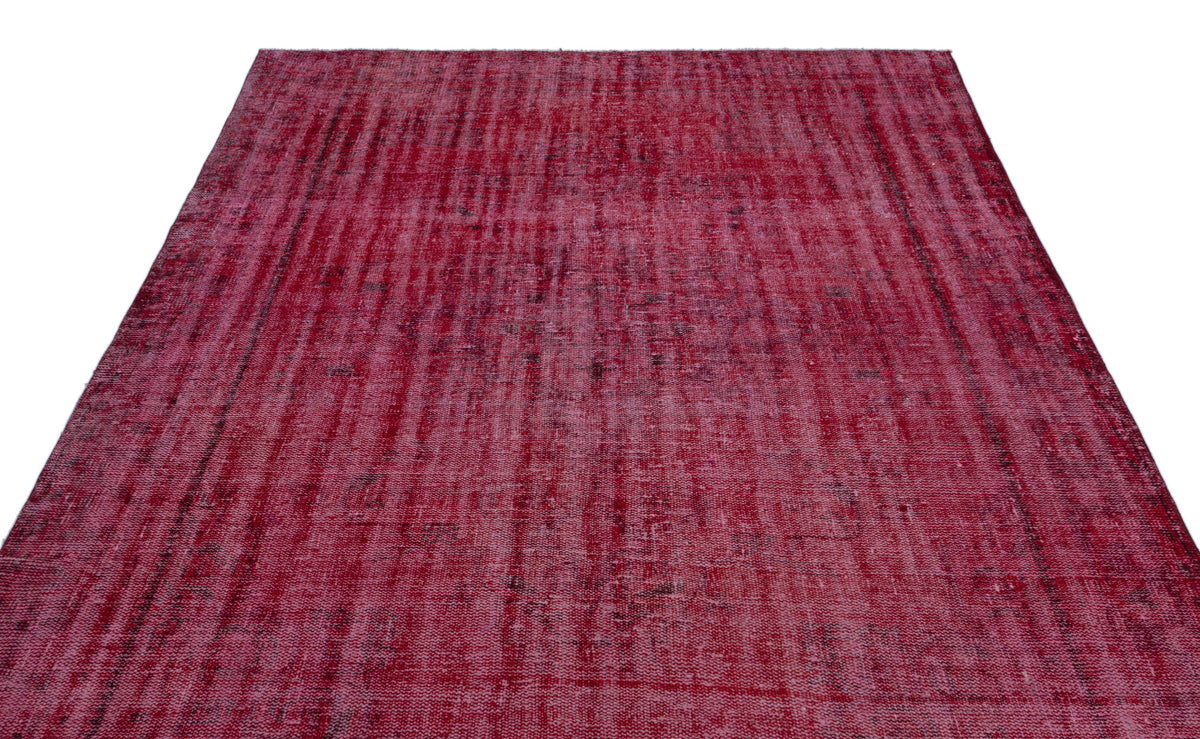 Red Over Dyed Vintage Rug 6&#39;6&#39;&#39; x 9&#39;0&#39;&#39; ft 197 x 275 cm