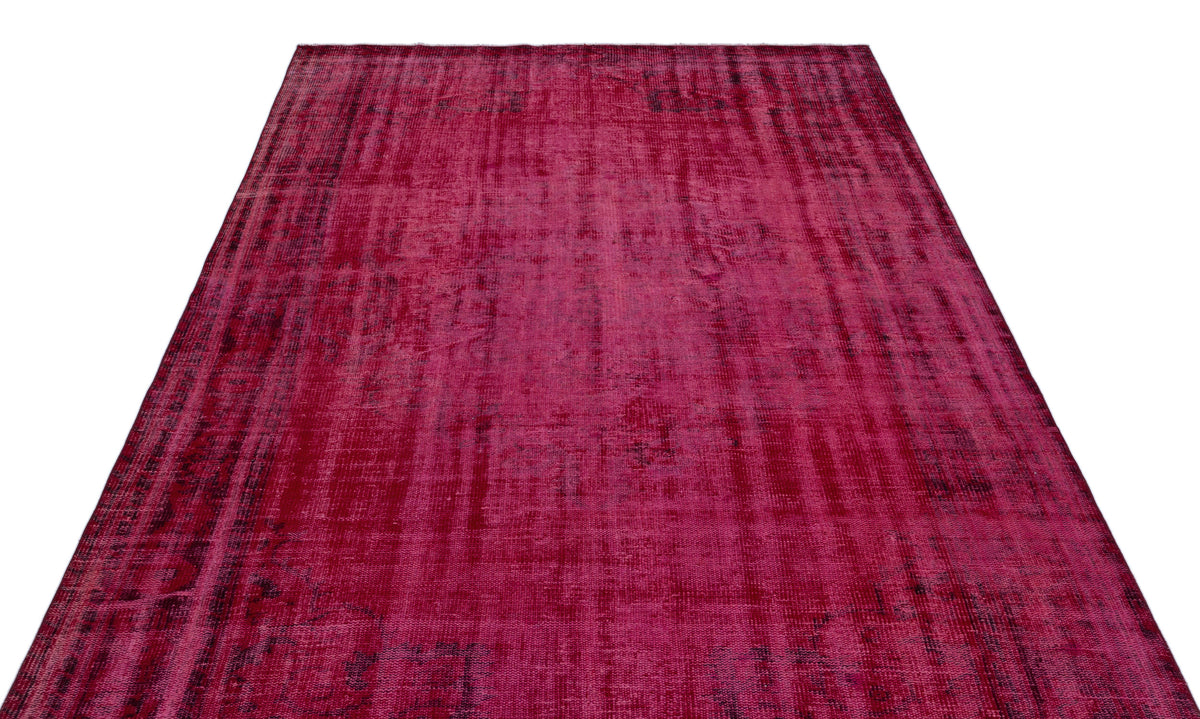 Red Over Dyed Vintage Rug 5&#39;10&#39;&#39; x 9&#39;5&#39;&#39; ft 177 x 287 cm