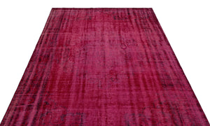 Red Over Dyed Vintage Rug 5'10'' x 9'5'' ft 177 x 287 cm