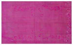 Fuchsia Over Dyed Vintage Rug 5'1'' x 8'6'' ft 155 x 258 cm