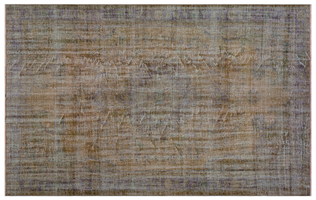 Brown Over Dyed Vintage Rug 6'1'' x 9'8'' ft 186 x 294 cm
