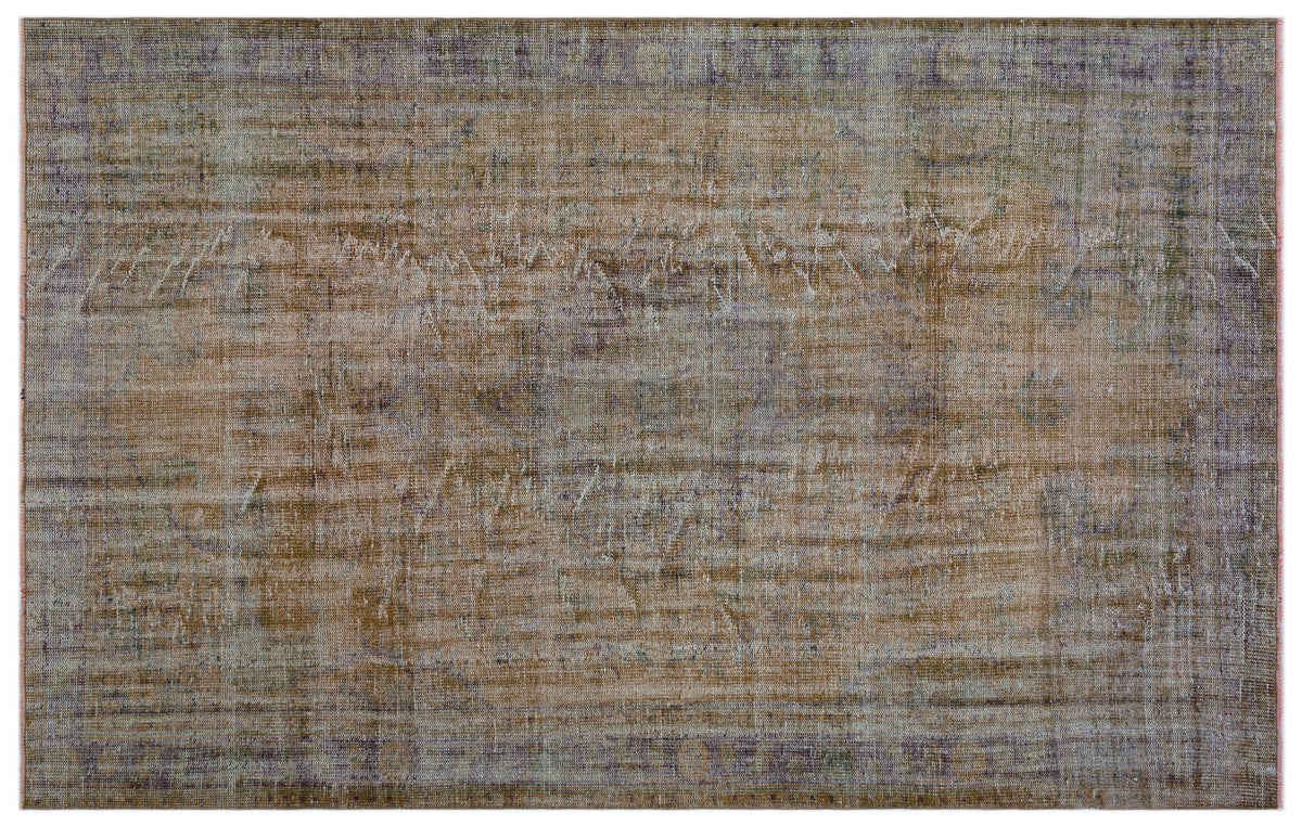 Brown Over Dyed Vintage Rug 6&#39;1&#39;&#39; x 9&#39;8&#39;&#39; ft 186 x 294 cm
