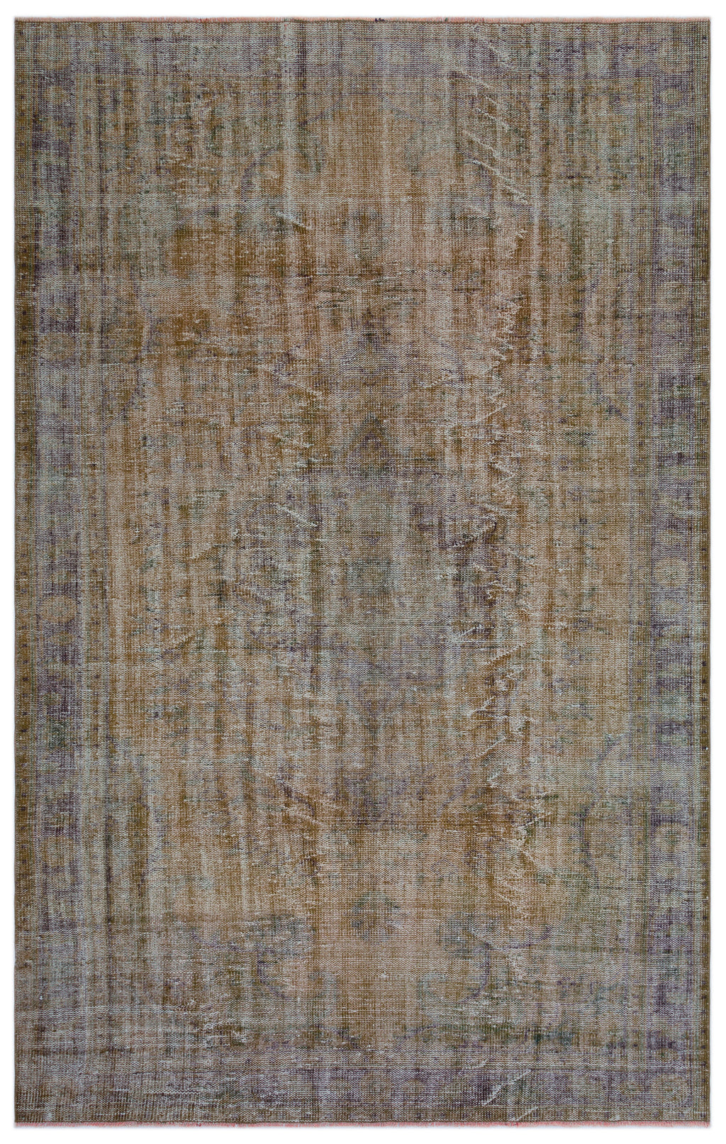 Brown Over Dyed Vintage Rug 6'1'' x 9'8'' ft 186 x 294 cm