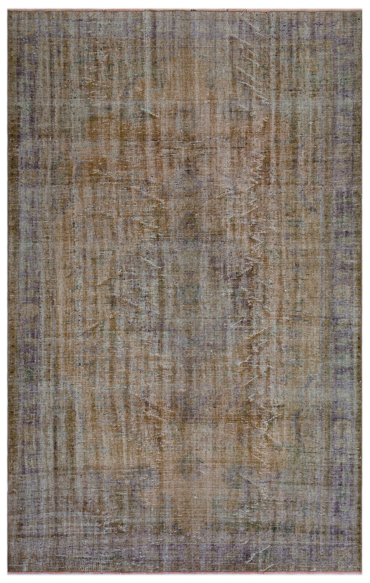 Brown Over Dyed Vintage Rug 6&#39;1&#39;&#39; x 9&#39;8&#39;&#39; ft 186 x 294 cm