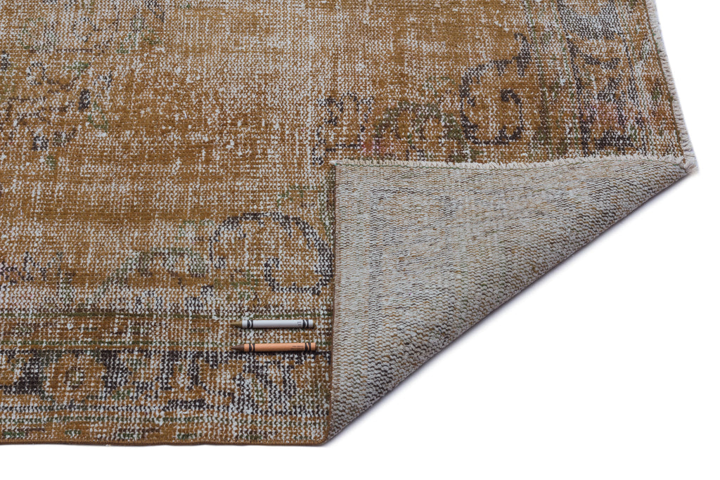Brown Over Dyed Vintage Rug 5'3'' x 9'1'' ft 161 x 277 cm