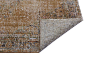 Brown Over Dyed Vintage Rug 5'3'' x 9'1'' ft 161 x 277 cm