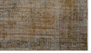 Brown Over Dyed Vintage Rug 5'3'' x 9'1'' ft 161 x 277 cm