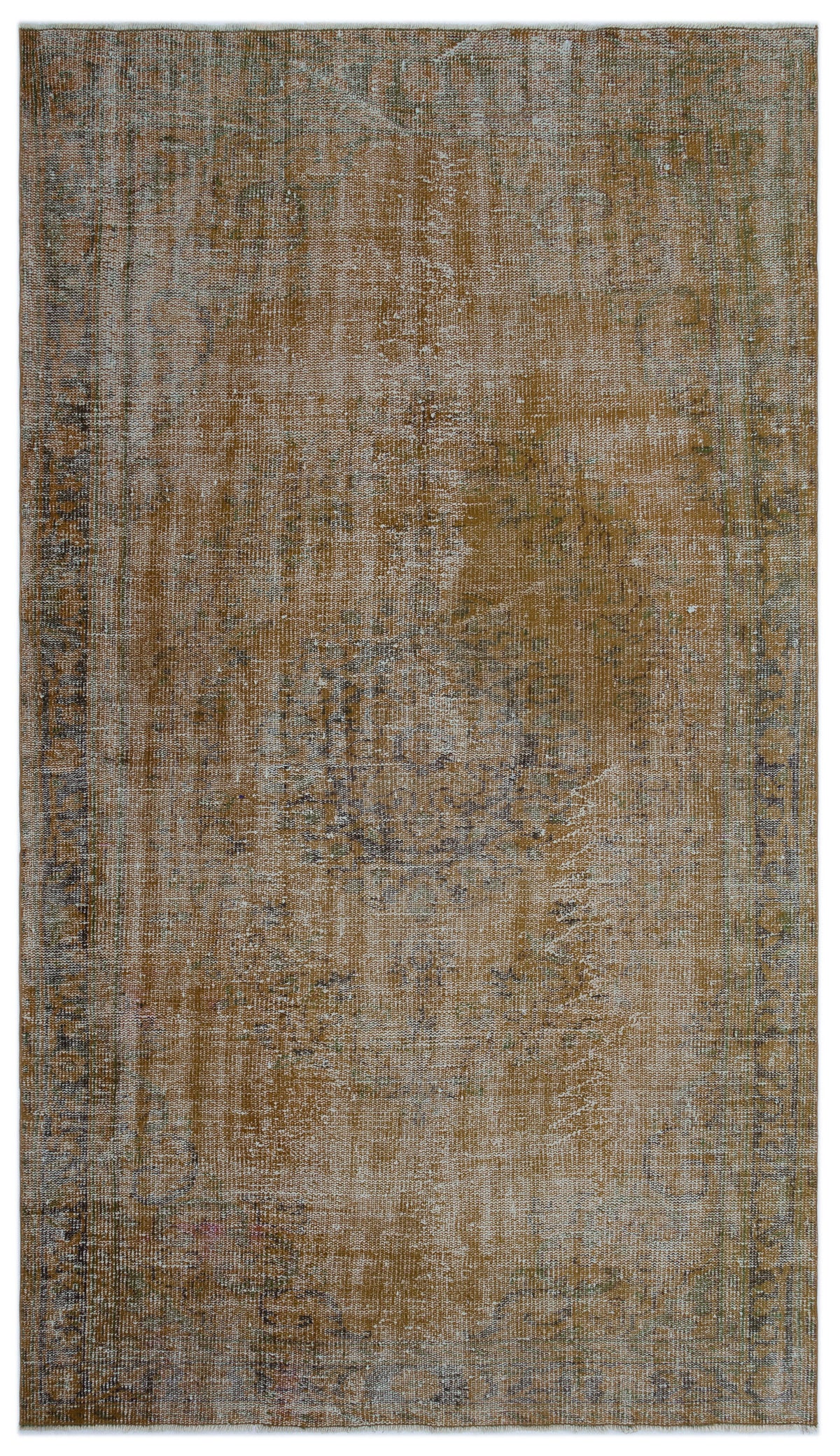 Brown Over Dyed Vintage Rug 5&#39;3&#39;&#39; x 9&#39;1&#39;&#39; ft 161 x 277 cm