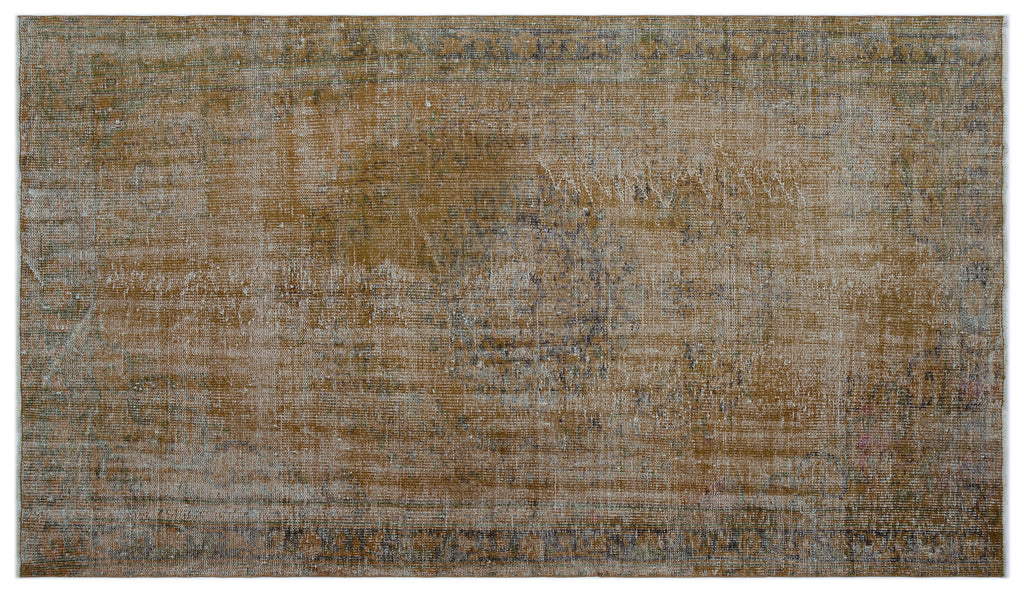 Brown Over Dyed Vintage Rug 5'3'' x 9'1'' ft 161 x 277 cm