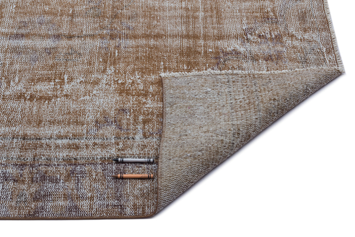 Brown Over Dyed Vintage Rug 6&#39;2&#39;&#39; x 8&#39;6&#39;&#39; ft 187 x 260 cm