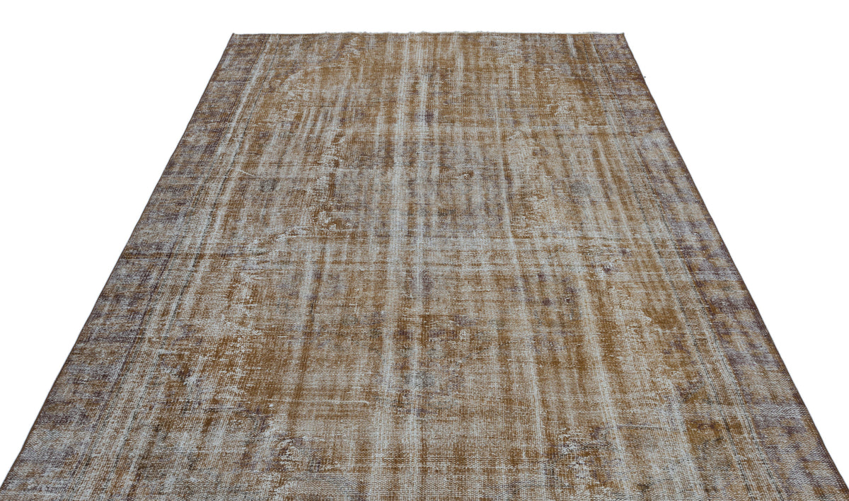 Brown Over Dyed Vintage Rug 6&#39;2&#39;&#39; x 8&#39;6&#39;&#39; ft 187 x 260 cm