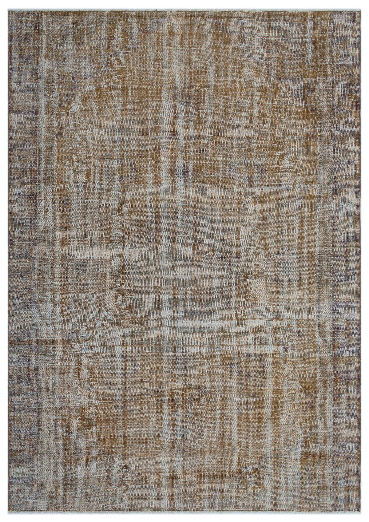 Brown Over Dyed Vintage Rug 6&#39;2&#39;&#39; x 8&#39;6&#39;&#39; ft 187 x 260 cm