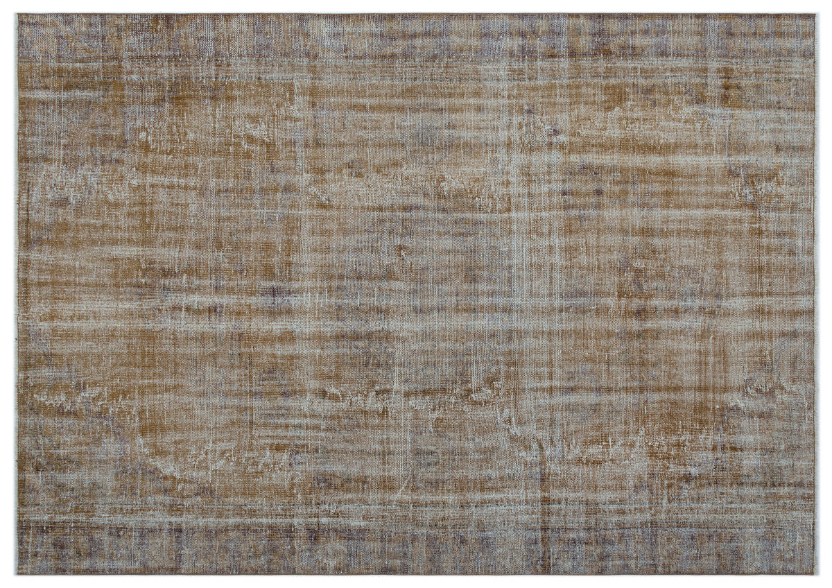 Brown Over Dyed Vintage Rug 6&#39;2&#39;&#39; x 8&#39;6&#39;&#39; ft 187 x 260 cm
