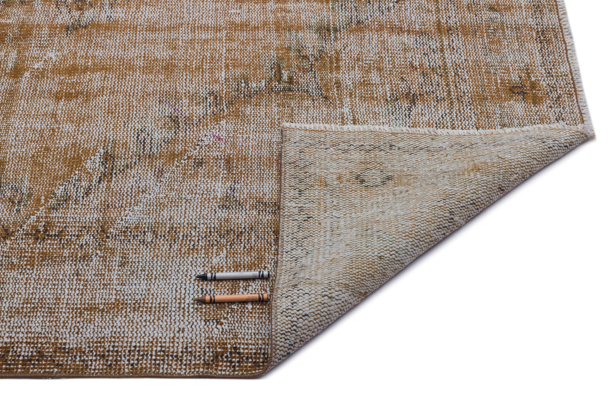 Brown Over Dyed Vintage Rug 6&#39;2&#39;&#39; x 9&#39;6&#39;&#39; ft 188 x 290 cm