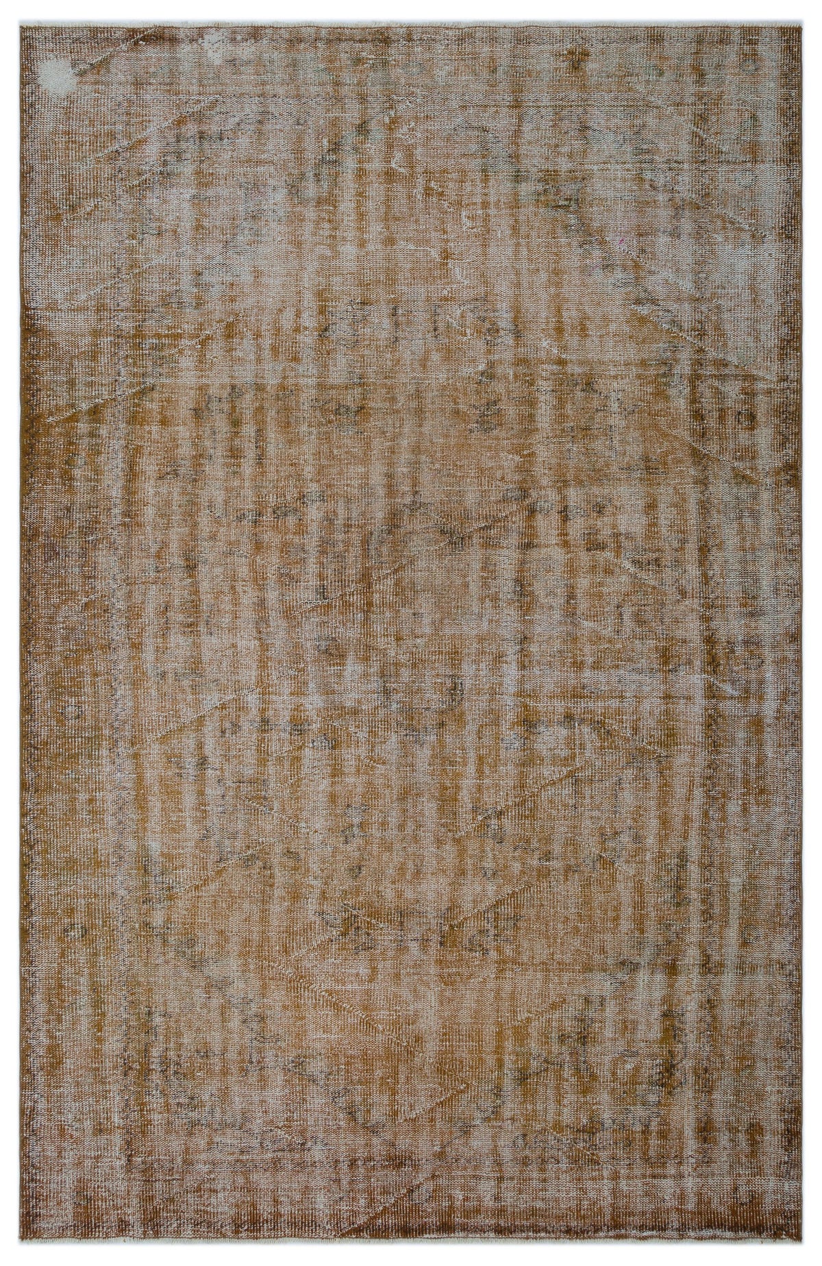 Brown Over Dyed Vintage Rug 6&#39;2&#39;&#39; x 9&#39;6&#39;&#39; ft 188 x 290 cm