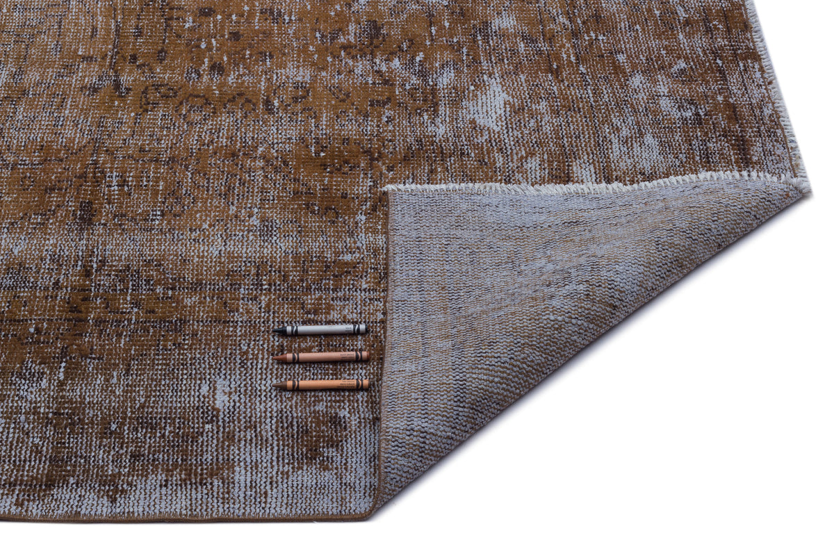 Brown Over Dyed Vintage Rug 6'8'' x 10'4'' ft 202 x 315 cm