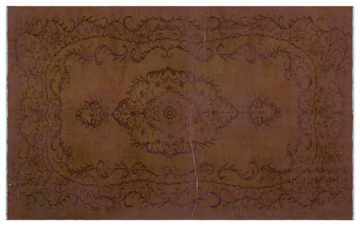 Brown Over Dyed Vintage Rug 5&#39;5&#39;&#39; x 8&#39;7&#39;&#39; ft 165 x 261 cm