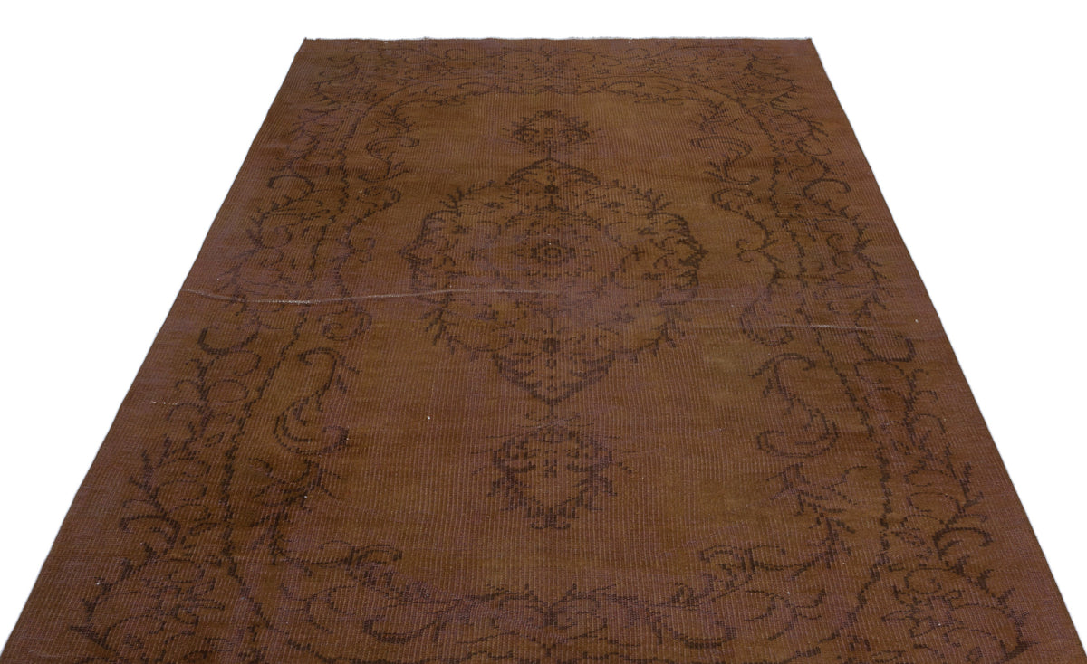 Brown Over Dyed Vintage Rug 5&#39;5&#39;&#39; x 8&#39;7&#39;&#39; ft 165 x 261 cm