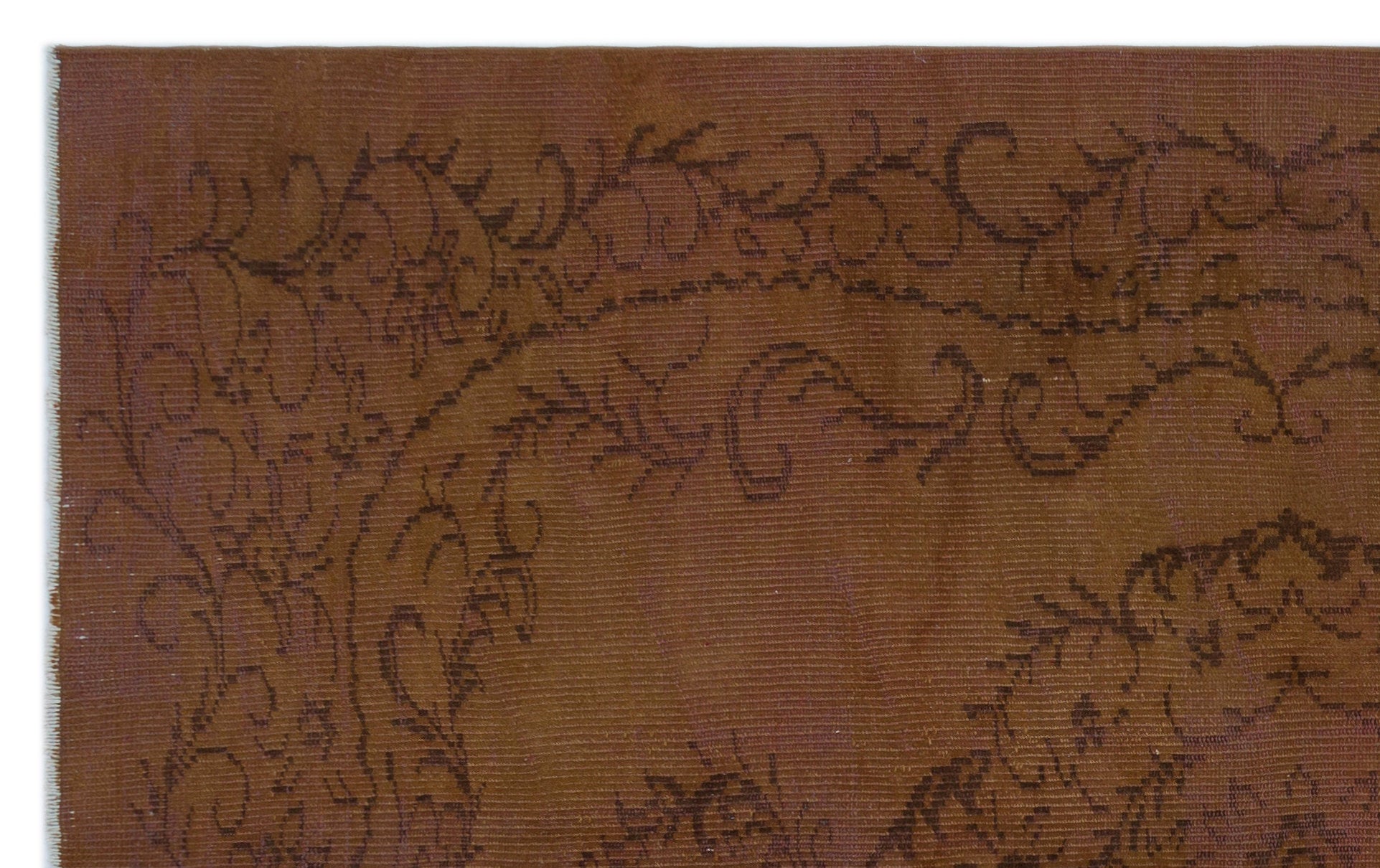 Brown Over Dyed Vintage Rug 5'5'' x 8'7'' ft 165 x 261 cm