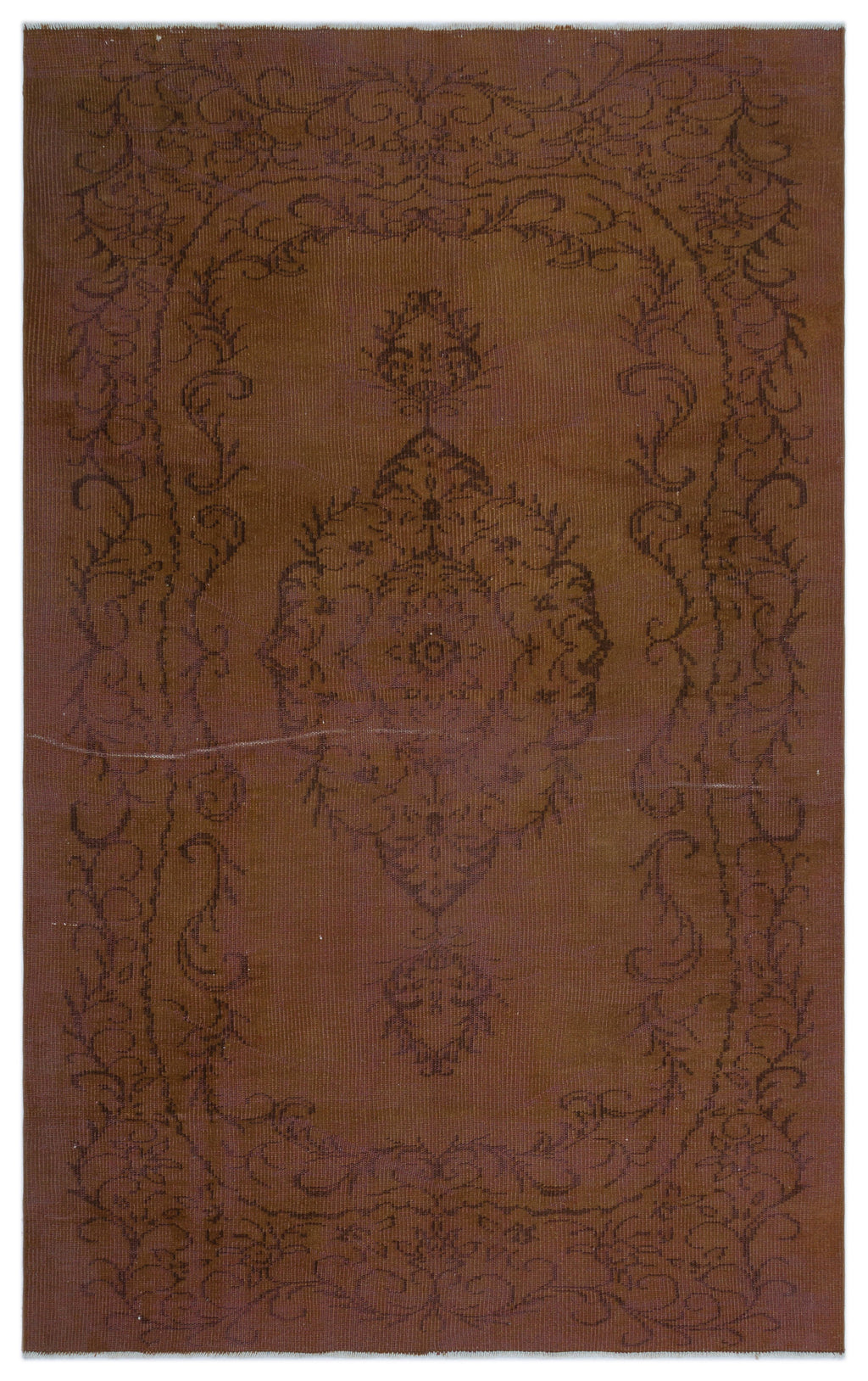 Brown Over Dyed Vintage Rug 5'5'' x 8'7'' ft 165 x 261 cm