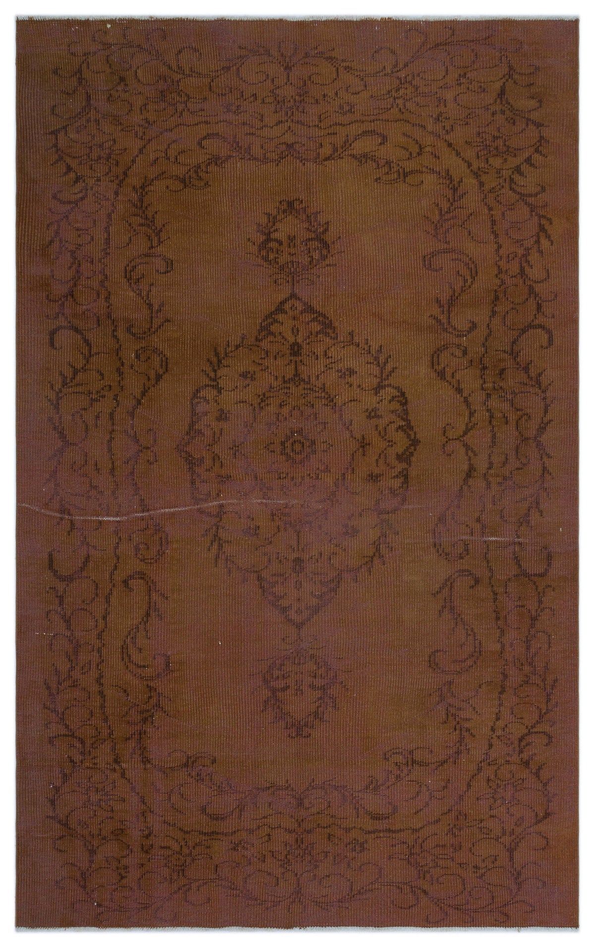 Brown Over Dyed Vintage Rug 5&#39;5&#39;&#39; x 8&#39;7&#39;&#39; ft 165 x 261 cm