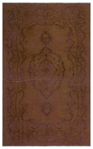 Brown Over Dyed Vintage Rug 5'5'' x 8'7'' ft 165 x 261 cm