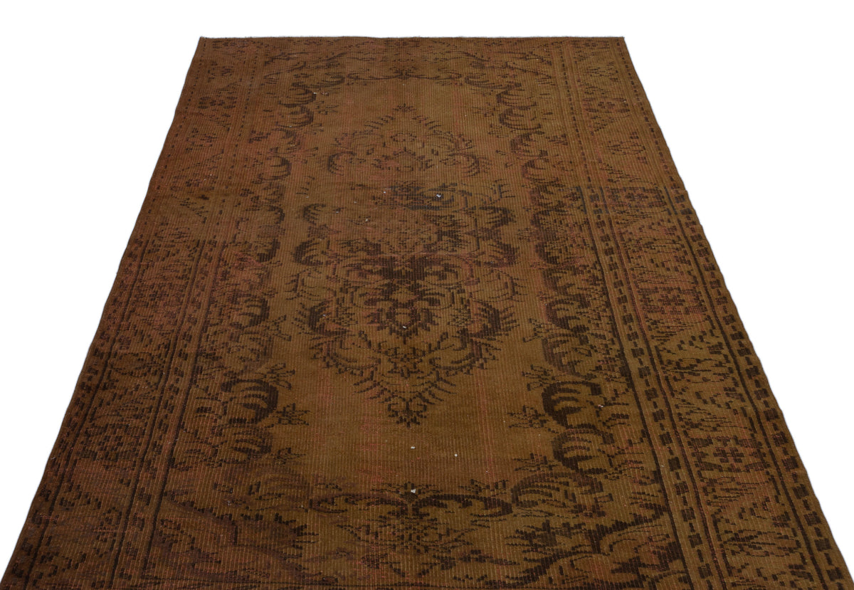 Brown Over Dyed Vintage Rug 4&#39;11&#39;&#39; x 8&#39;4&#39;&#39; ft 151 x 253 cm
