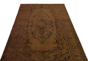 Brown Over Dyed Vintage Rug 4'11'' x 8'4'' ft 151 x 253 cm