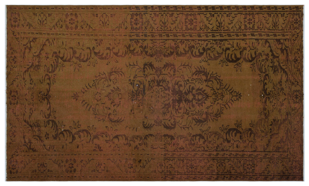 Brown Over Dyed Vintage Rug 4'11'' x 8'4'' ft 151 x 253 cm