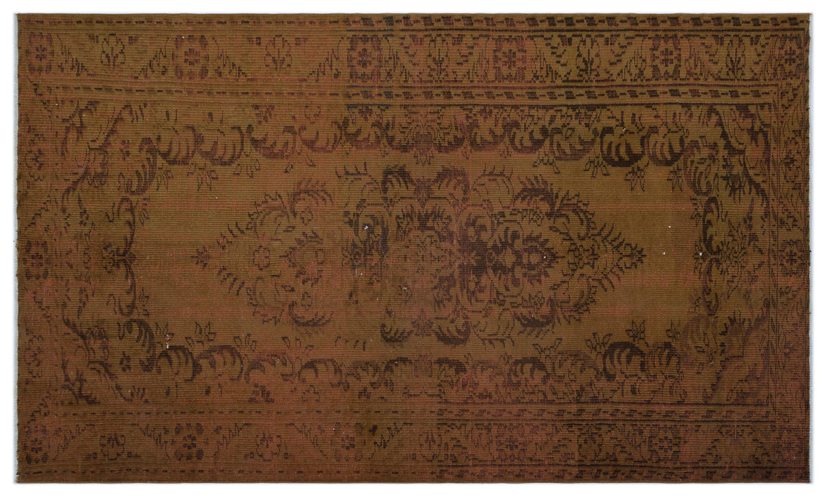 Brown Over Dyed Vintage Rug 4&#39;11&#39;&#39; x 8&#39;4&#39;&#39; ft 151 x 253 cm