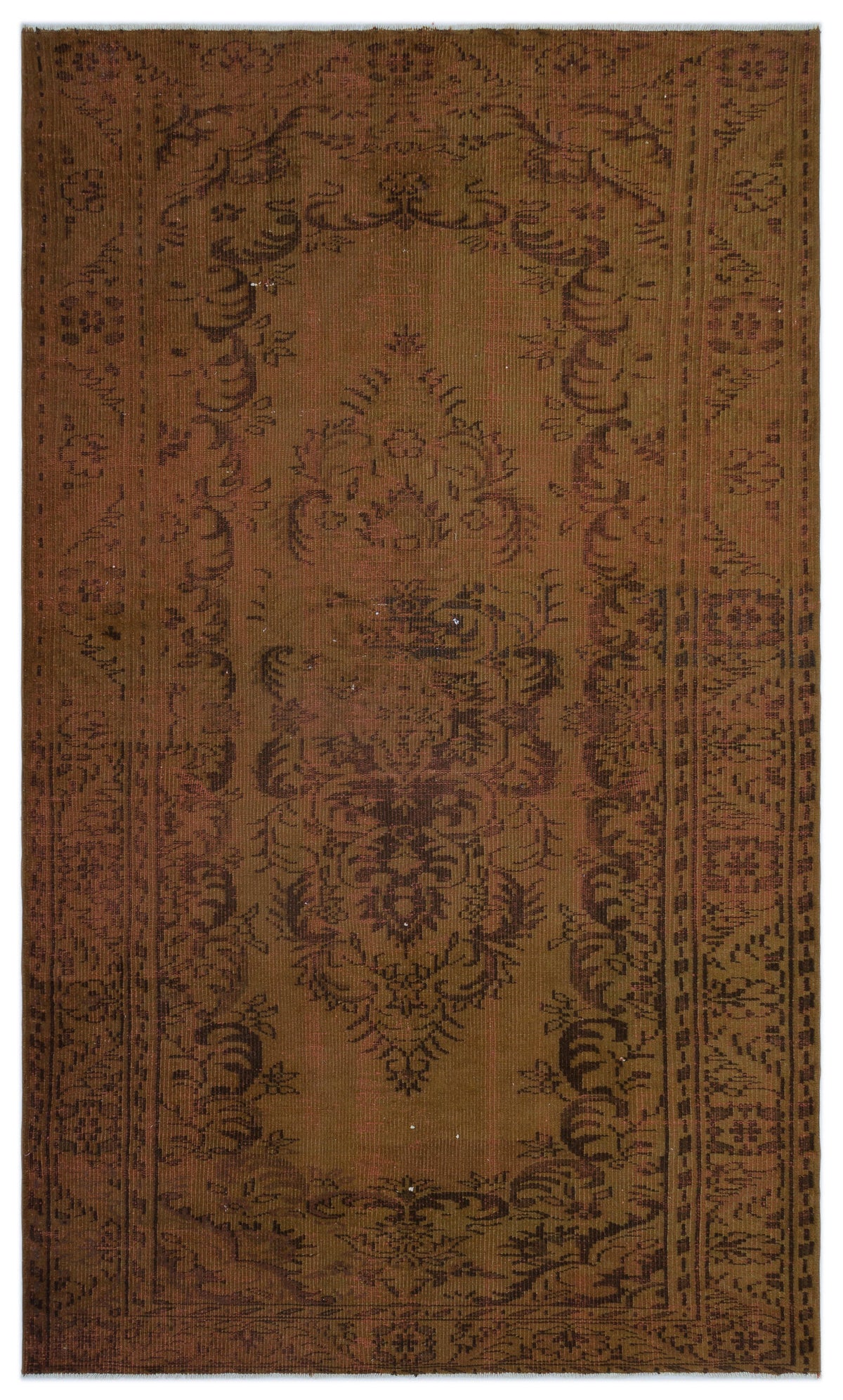 Brown Over Dyed Vintage Rug 4&#39;11&#39;&#39; x 8&#39;4&#39;&#39; ft 151 x 253 cm