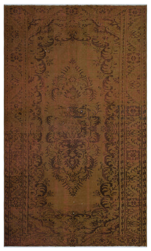 Brown Over Dyed Vintage Rug 4'11'' x 8'4'' ft 151 x 253 cm