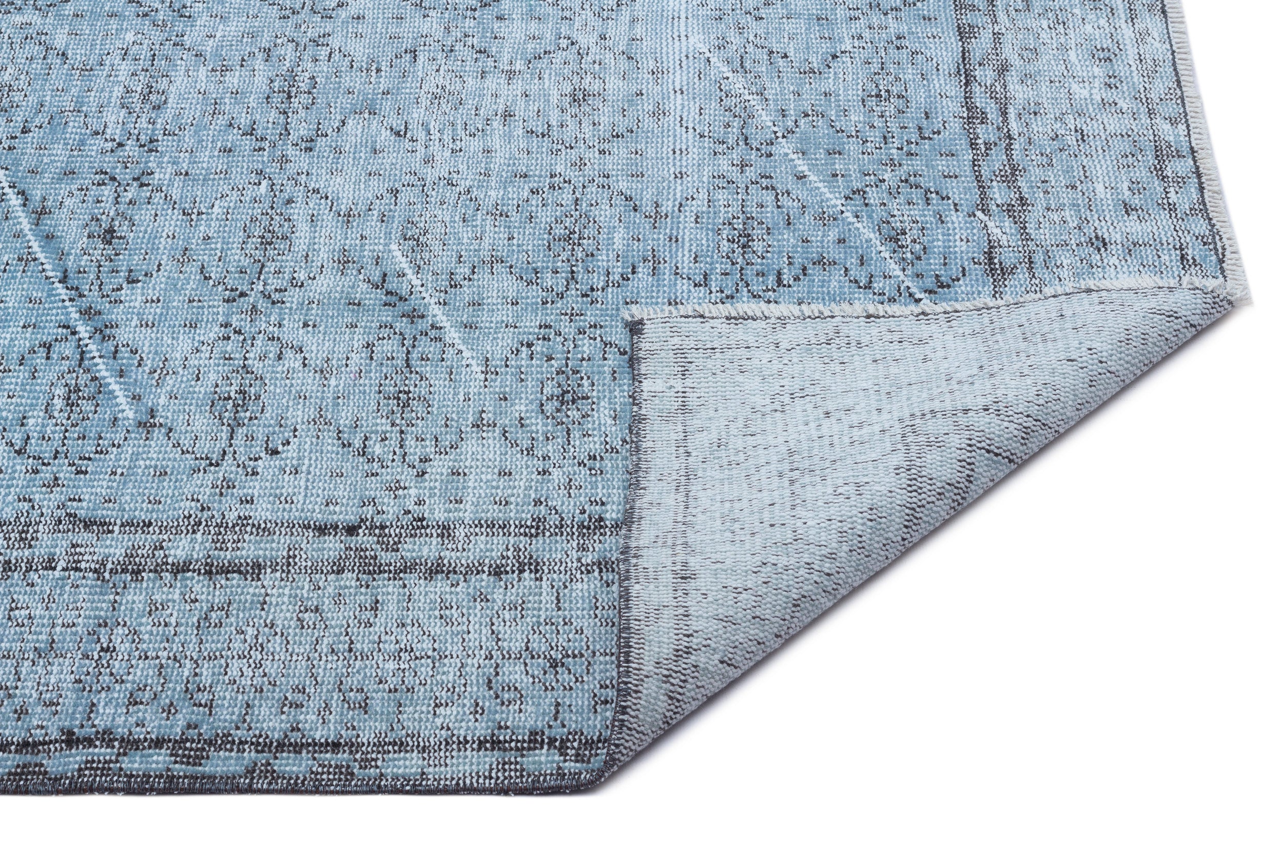 Blue Over Dyed Vintage Rug 5'5'' x 9'1'' ft 166 x 277 cm