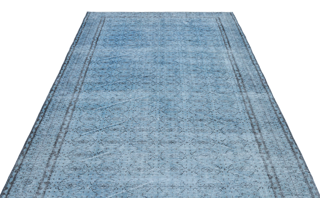 Blue Over Dyed Vintage Rug 5'5'' x 9'1'' ft 166 x 277 cm