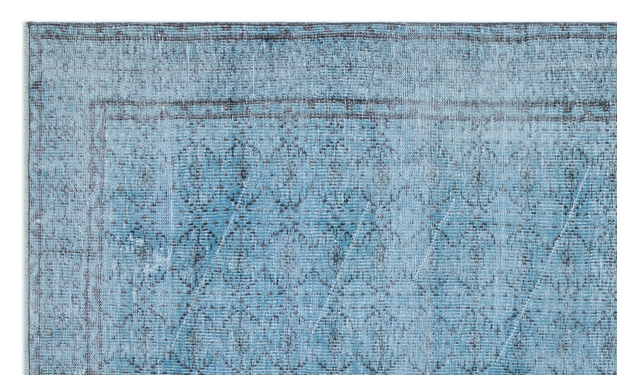 Blue Over Dyed Vintage Rug 5'5'' x 9'1'' ft 166 x 277 cm