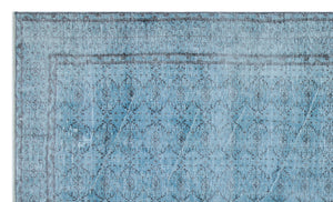 Blue Over Dyed Vintage Rug 5'5'' x 9'1'' ft 166 x 277 cm