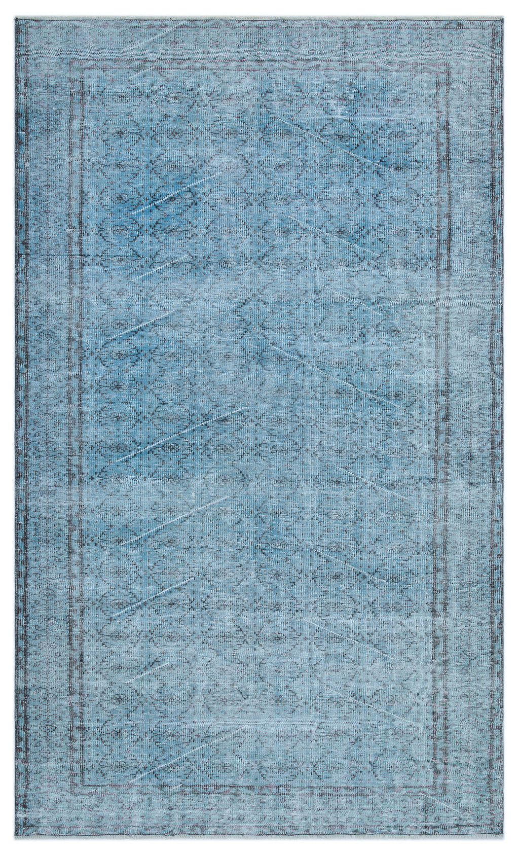 Blue Over Dyed Vintage Rug 5'5'' x 9'1'' ft 166 x 277 cm
