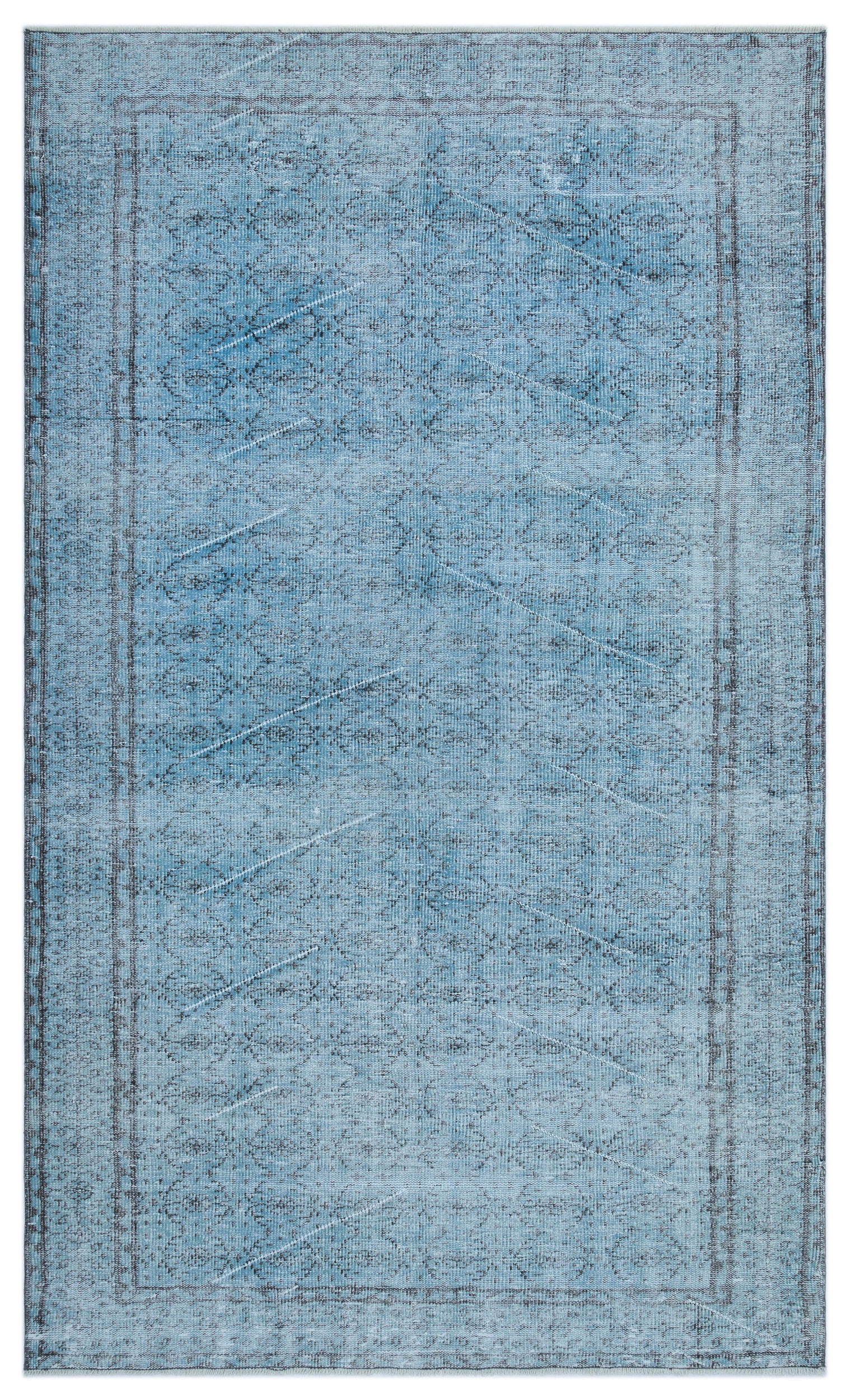 Blue Over Dyed Vintage Rug 5'5'' x 9'1'' ft 166 x 277 cm