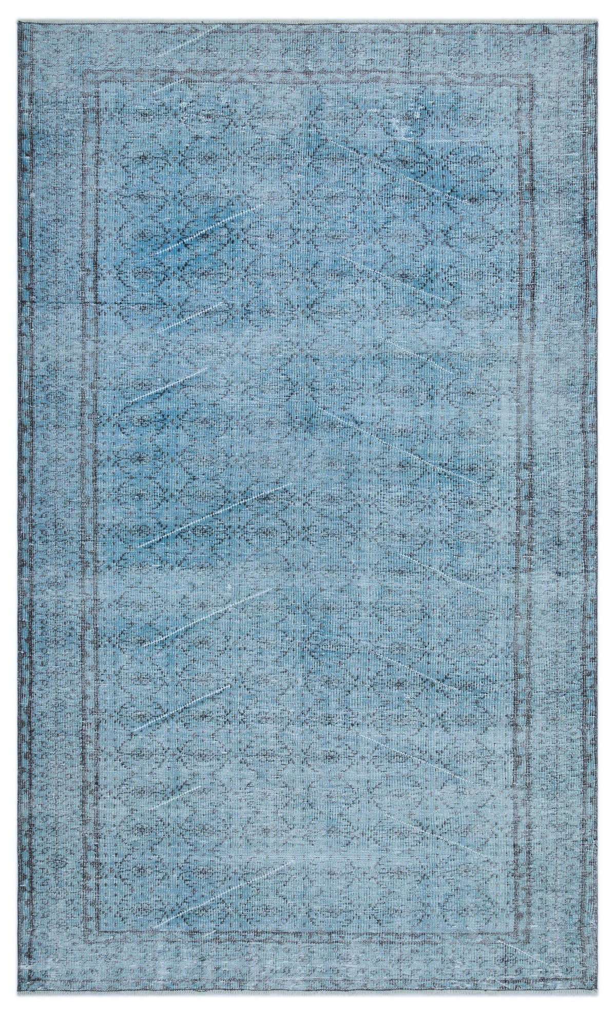 Blue Over Dyed Vintage Rug 5&#39;5&#39;&#39; x 9&#39;1&#39;&#39; ft 166 x 277 cm