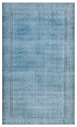 Blue Over Dyed Vintage Rug 5'5'' x 9'1'' ft 166 x 277 cm