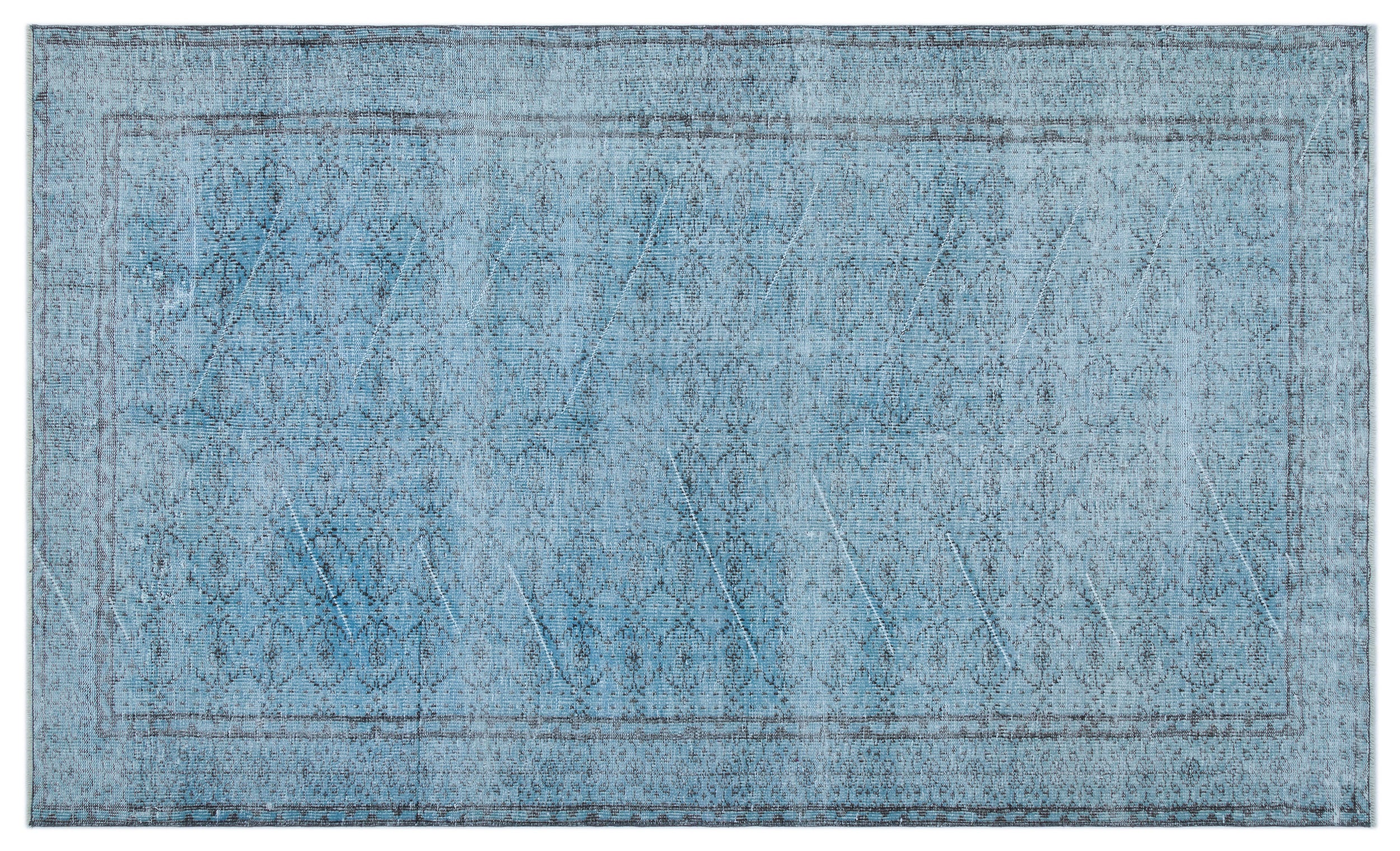 Blue Over Dyed Vintage Rug 5'5'' x 9'1'' ft 166 x 277 cm