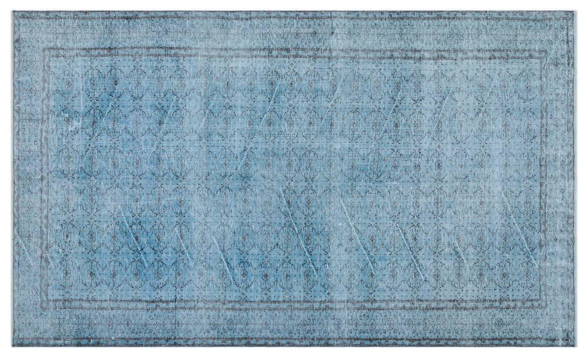 Blue Over Dyed Vintage Rug 5&#39;5&#39;&#39; x 9&#39;1&#39;&#39; ft 166 x 277 cm