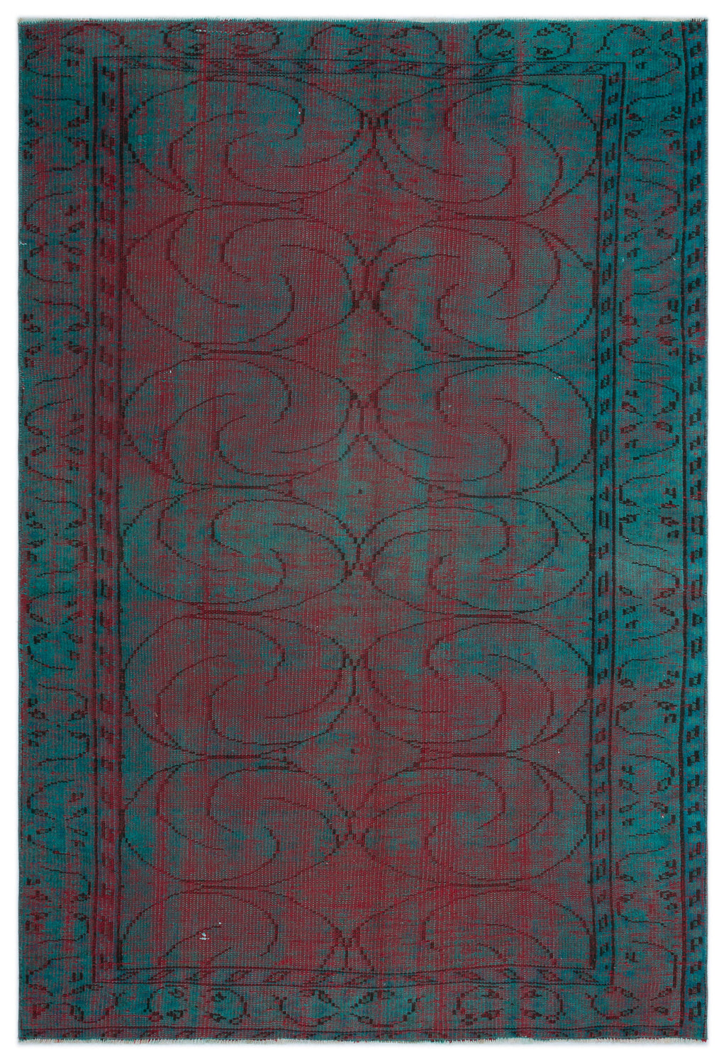 Retro Over Dyed Vintage Rug 4'8'' x 6'12'' ft 142 x 213 cm