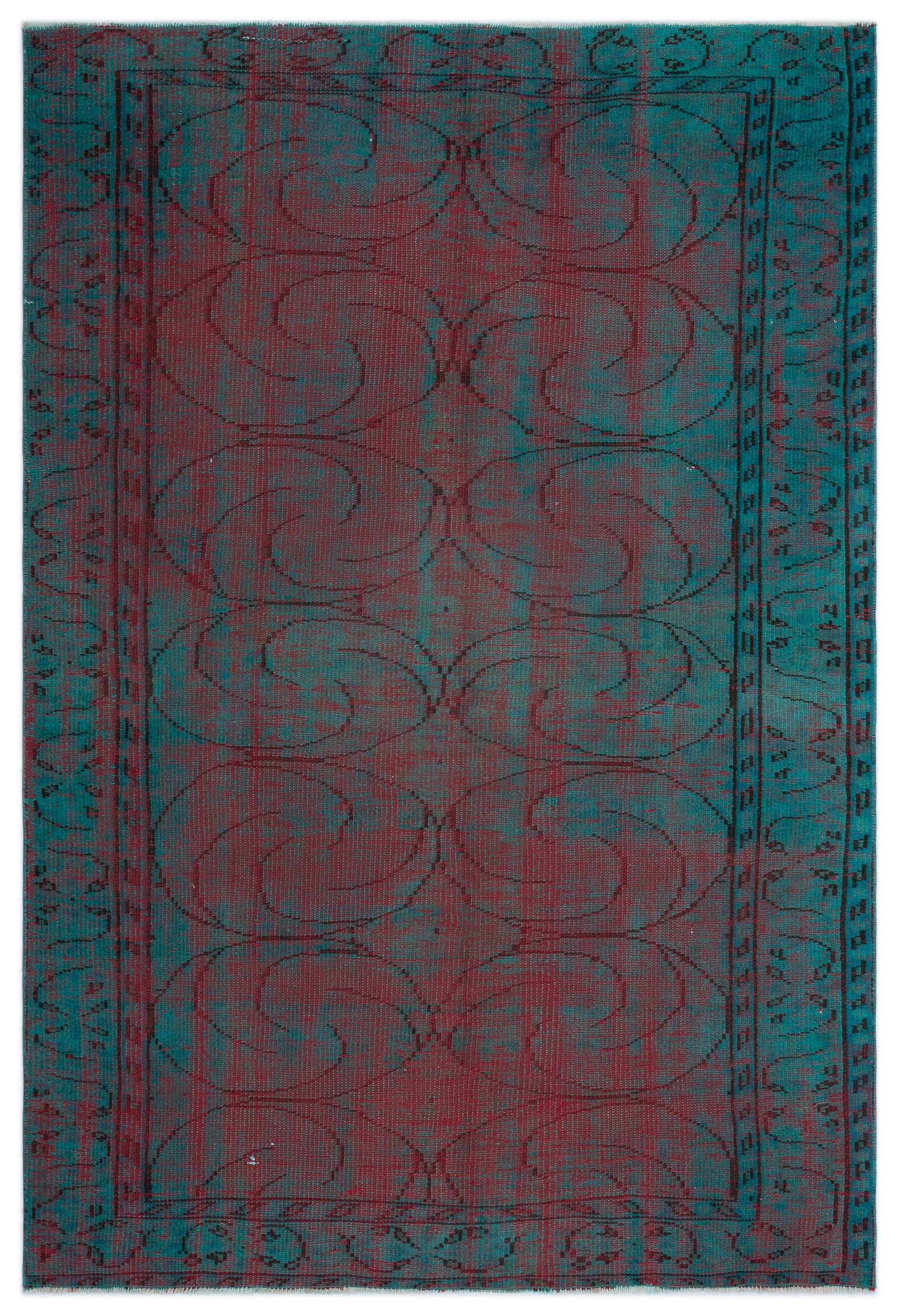 Retro Over Dyed Vintage Rug 4'8'' x 6'12'' ft 142 x 213 cm