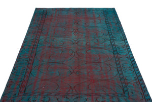 Retro Over Dyed Vintage Rug 4'8'' x 6'12'' ft 142 x 213 cm
