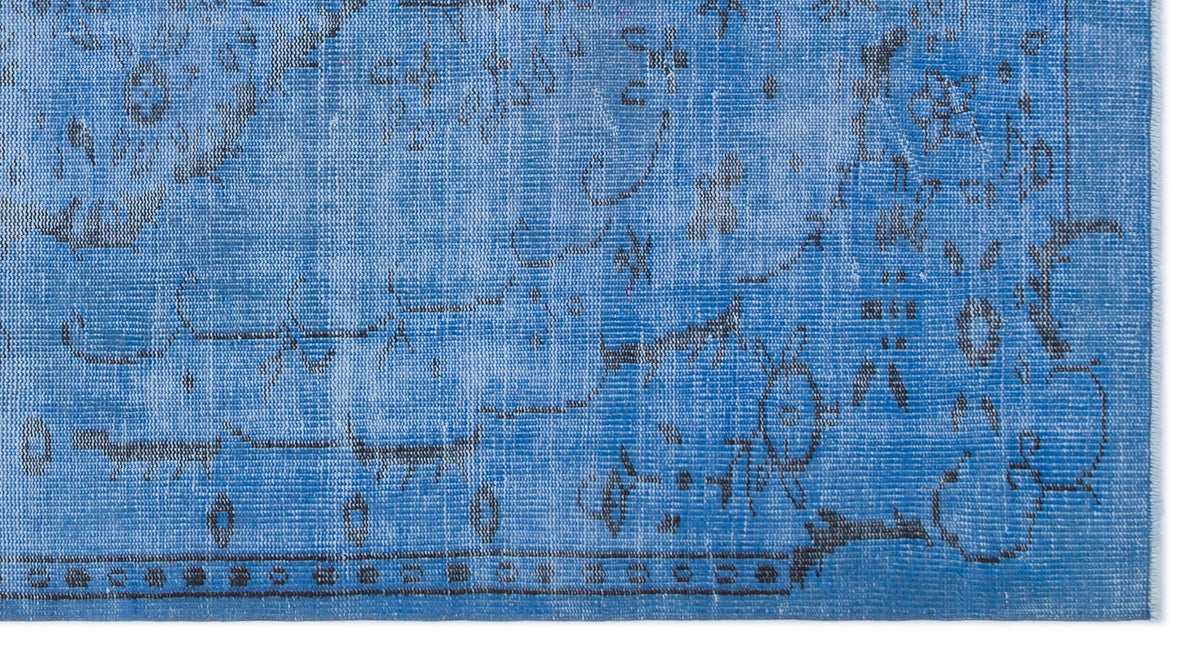 Blue Over Dyed Vintage Rug 4&#39;6&#39;&#39; x 8&#39;4&#39;&#39; ft 138 x 253 cm