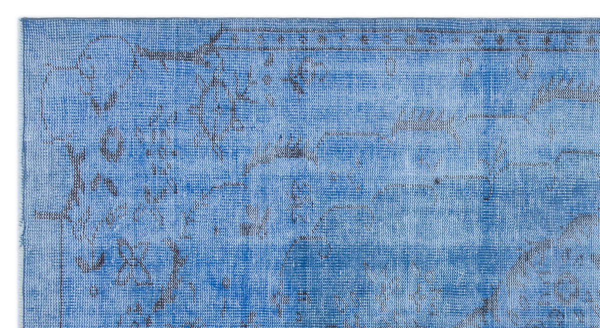 Blue Over Dyed Vintage Rug 4&#39;6&#39;&#39; x 8&#39;4&#39;&#39; ft 138 x 253 cm