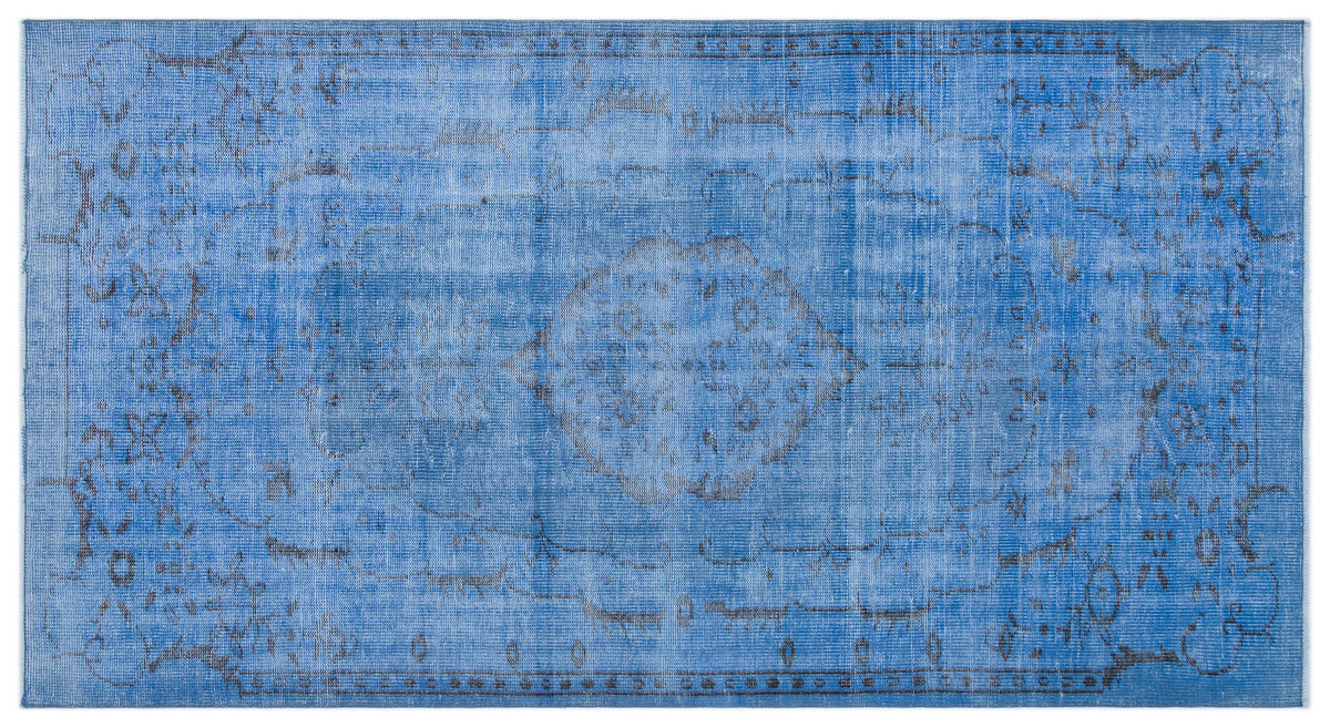 Blue Over Dyed Vintage Rug 4&#39;6&#39;&#39; x 8&#39;4&#39;&#39; ft 138 x 253 cm